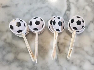 Soccer Futbol Sports Cupcake Toppers Kids Birthday Team Party Supplies 24pcs - Picture 1 of 2