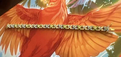 Vintage Joan Rivers Blue and Green Crystal Tennis Bracelet 7.5" Long - Image 1 of 4