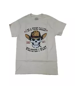 Men's Cowboy Skull I Do a Thing Called Whatever I Want Beige Graphic T-Shirt - Picture 1 of 1