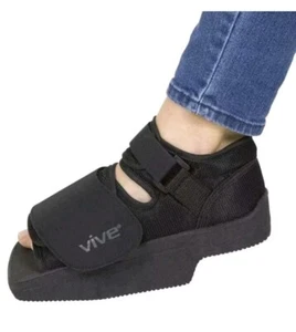 Neu mit Etikett Vive Health Absatz Keilabsatz Post Op Schuh schwarz LARGE - Bild 1 von 9
