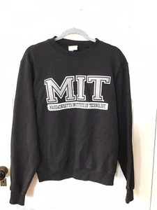 VTG MIT Spell Out Black Sweatshirt Size S  Champion Eco Fleece Future Friendly - Picture 1 of 2