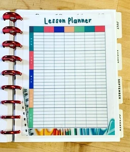 Planificador de lecciones para maestros en el hogar inserto 4 usos con HAPPY Planner - Imagen 1 de 3