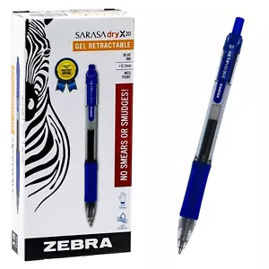 Zebra Sarasa dry X20 0.7 46820 Blue Gel Ink Med Point Retractable Pen Box of 12 - Picture 1 of 5