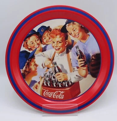 1993 Coca-Cola metal serving tray, GIRLS SOFTBALL TEAM, Haddon Sundblom 1952 - Image 1 of 4