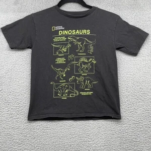 National Geographic Boys T-Shirt Black Dinosaurs Graphic Short Sleeve Size 7 - Picture 1 of 7