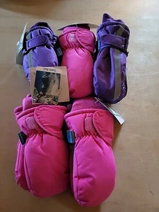 Girl's Kid's Lot 5 Pairs Winter Snow Play Waterproof Mittens - Picture 1 of 8
