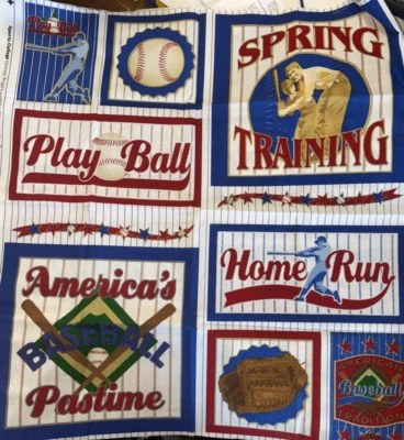 Baseball Fabric Jeremy Wright Wilmington Prints Cotton Quilting  W4 - Image 1 of 3