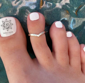 Sterling Silver Toe Foot Open Ring for Women 925 Chevron Band Adjustable USA - Picture 1 of 5