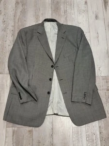 48L Haggar Men's Wool Blend Blazer Gray 3 Button Patterned Sport Coat - Picture 1 of 10
