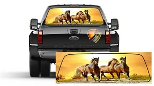Brown Horses Running Rear Window Perforated Graphic Decal SUV Truck - Picture 1 of 5