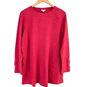 J. Jill Waffle Knit Long Sleeve Tunic Top With Pockets In True Red Sz L Tall NWT - Picture 1 of 8
