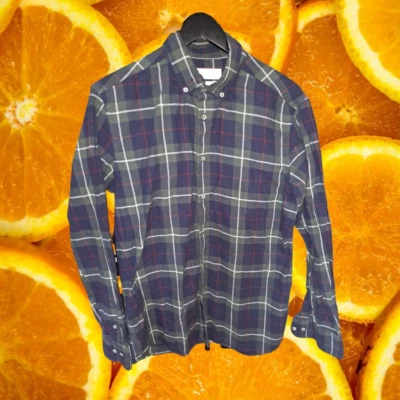 Massimo Dutti Green/Blue/White Plaid Button Down - Image 1 of 4