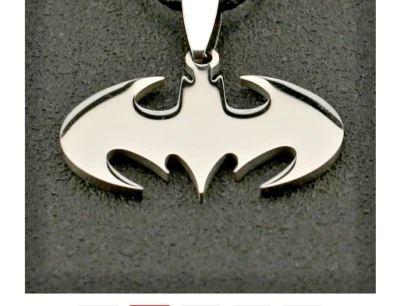 BATMAN BAT SYMBOL pendant 22" 925 Sterling Silver plated Necklace men women HERO - Image 1 of 4