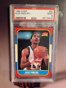 1986 Fleer Basketball Alex English #30 PSA 9 MINT - Bild 1 von 2