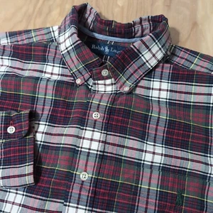 Camisa Ralph Lauren Para Hombre XL L/S Ajuste Regular Lucas Tartán Rojo Verde Blanco Cuadros - Imagen 1 de 7