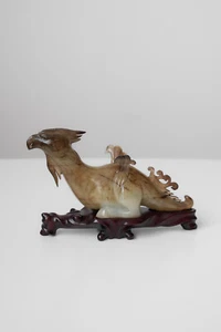 Stunning Antique Jade Phoenix - Qing Dynasty - Handcarved - 11cm x 19cm - Picture 1 of 7
