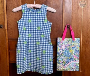 LILLY PULITZER LINED GIRLS DRESS + BAG SIZE 7  FUN HERMIT CRAB PRINT EUC - Picture 1 of 6