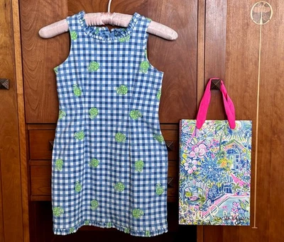 LILLY PULITZER LINED GIRLS DRESS + BAG SIZE 7  FUN HERMIT CRAB PRINT EUC - Image 1 of 4