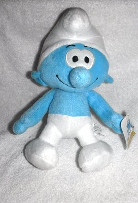 The Smurfs Peyo Smiling Smurf Plush 8” Blue Stuffed Character Nanco 2010 - Image 1 of 2