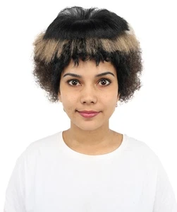 Women Pop Diva-Inspired Wig, Long Sleek Brown & Blonde Hairstyle with Side Bangs - Picture 1 of 8