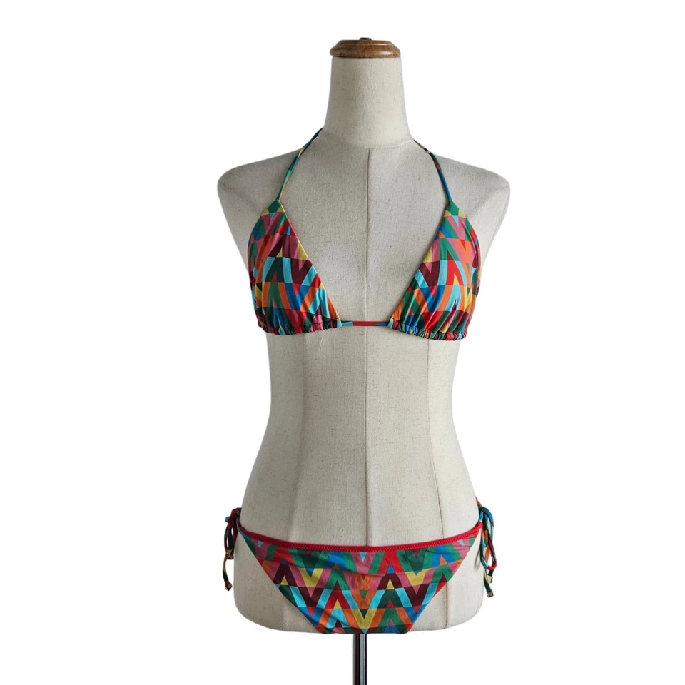 Traje de baño de dos piezas Valentino multicolor con logotipo en V Foto 1 de 4