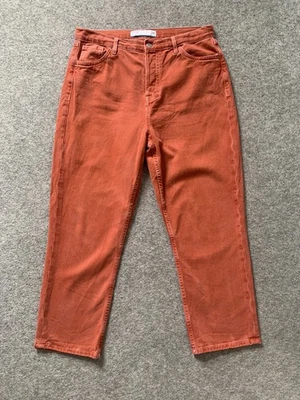 Next High Rise Straight Jeans Cropped Cotton Coral UK 14 - Image 1 of 4