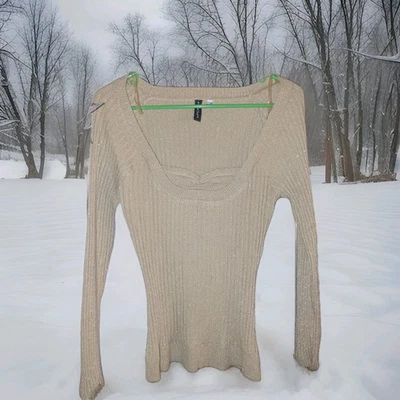 HeartSoul Suéter Acanalado Metálico Dorado Brillante XL Foto 1 de 4