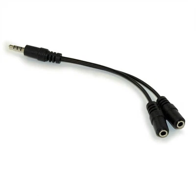 4 Conductor TRRS Male to 2-3.5mm Female Audio/ Microphone Break-out Adapter - Image 1 of 3