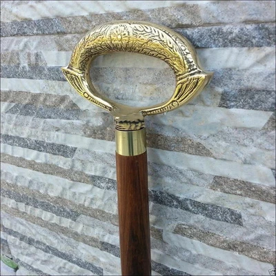Antique Style Victorian Brass Handle Cane, Wooden Walking Stick, Tariff free - Image 1 of 4