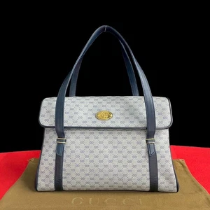 GUCCI Micro GG logo Metal Handbag leather PVC Navy 44050 - Picture 1 of 9