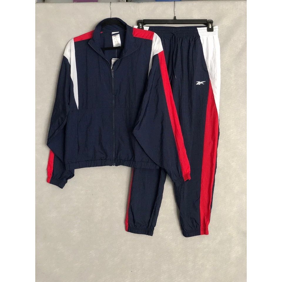 Traje de chándal Reebok para mujer grande tejido BV azul marino, rojo y blanco NUEVO Foto 1 de 4