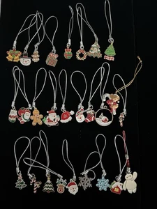 Lot Of 27 Enamel Christmas Charms Metal Pendants Mini Ornaments - Picture 1 of 13