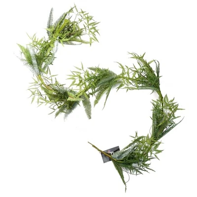 Garland Green 180cm Plastic Trailing Fern Garland Wired Leaves Adjustable 180cm - Image 1 of 4