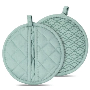 Pot Holders Oven Mitts 2-in-1 with Non-Slip Silicone Grip, Heat Resistant Hot... - Picture 1 of 8