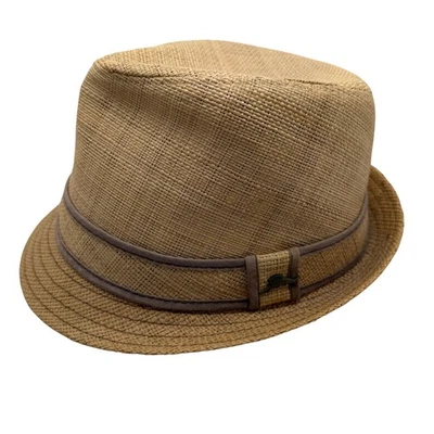 Tommy Bahama Relax Raffia Fedora Hat Tan Brown Woven Straw Men's Medium Vintage - Image 1 of 4