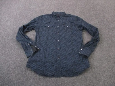 Diesel Shirt Men XL Blue Print Western Pearl Snap Rodeo Cowboy Business Classic - Image 1 of 4