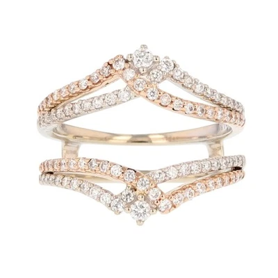 .63ctw Round Cut Diamond Enhancer Wedding Band Ring 14k Multi-Tone Gold Size 7 - Image 1 of 4