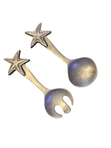 Mariposa Starfish Beach Salad Serving Fork Spoon Set Utensils Coastal Vtg 90s - Picture 1 of 7