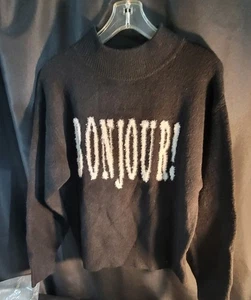Maglione Bonjour Nuovo con etichette A New Day Poliestere Ecofriendly Nero Fuzzy Soft Medium  - Foto 1 di 9