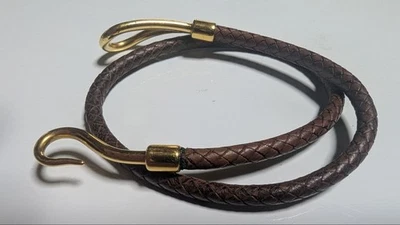 Collar Gargantilla Hermes Hermès Cuero Marrón con Herrajes Dorados Usado Foto 1 de 4