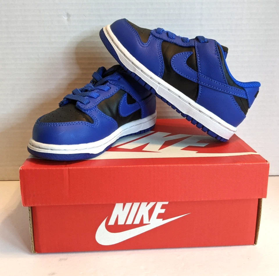 Nike Dunk низкий (TDE) черный/гипер кобальт белый CW1589-001 размер 9C с коробкой - Изображение 1 из 4