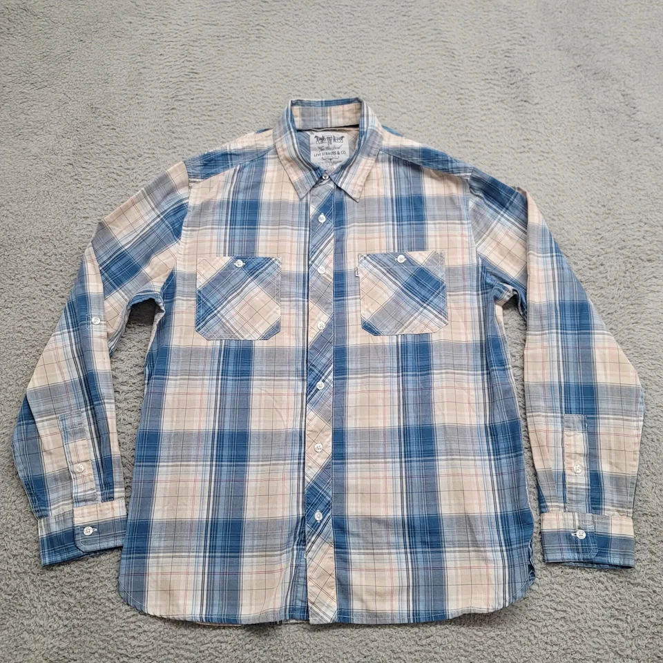 Levis Shirt Mens Large Blue Plaid Pearl Snaps Cowboy Outdoors Casual Workwear - Image 1 of 4