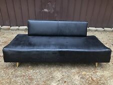 Vintage 1966 Sears Roebucks Custom Black Mid Century Lounger Vinyl  Sofa Couch