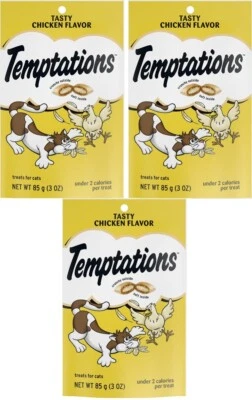Whiskas E723060 Temptations 3 oz sabor pollo golosinas/aperitivos para gatos - Paquete de 3 Foto 1 de 4