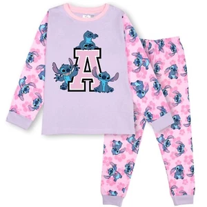 Disney Stitch personalisierter Initialen Pyjama für Kinder 100% Baumwolle Langarm PJ - Bild 1 von 7