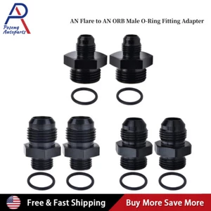 2PCS AN6 AN8 AN10 Flare to 6AN 8AN 10AN ORB Male O-Ring Fitting Adapter Black - Picture 1 of 19