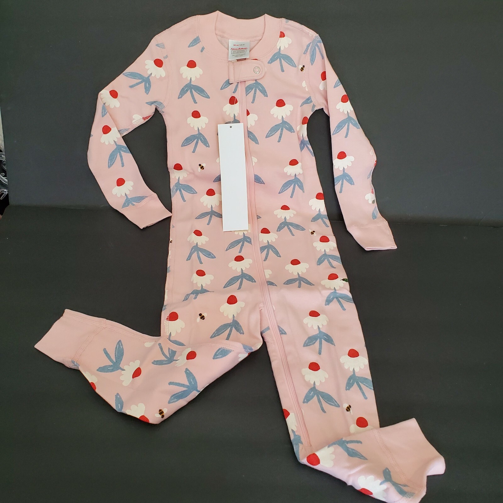 Hanna Andersson Girls Us 3t 90 Cm Pink Floral One Piece Full Zip Bodysuit Nip Ebay