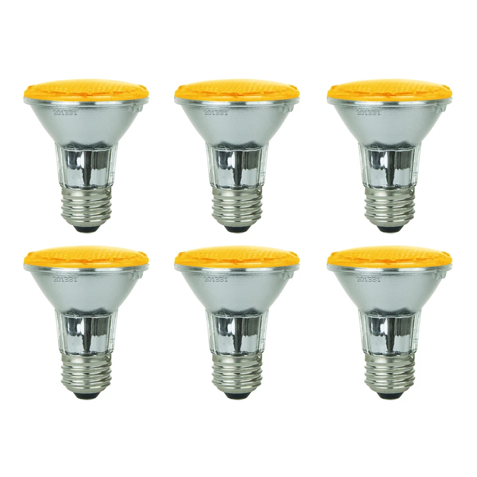Sunlite Amber LED PAR20 Reflector LightBulb 3W 30000H Life Wildlife Friendly 6Pk - Image 1 of 4