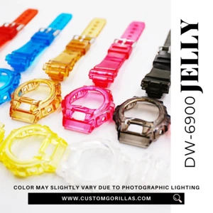 Reloj de choque con correa y bisel transparente transparente de color liso hecho a medida DW 6900 G BNB - Imagen 1 de 10