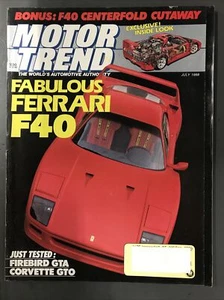 MOTOR TREND MAGAZINE-JULY 1988-FERRARI F40-FIREBIRD GTA-CORVETTE GTO-ACURA - Imagen 1 de 3